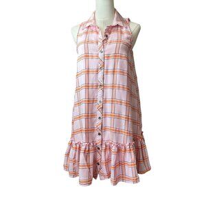 Maeve by Anthropologie Sleeveless Plaid Ruffle Hem Dress | Size XS